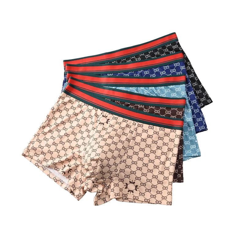 5Pcs/Lot Printed Men Boxer Underwear Shorts Comfortable