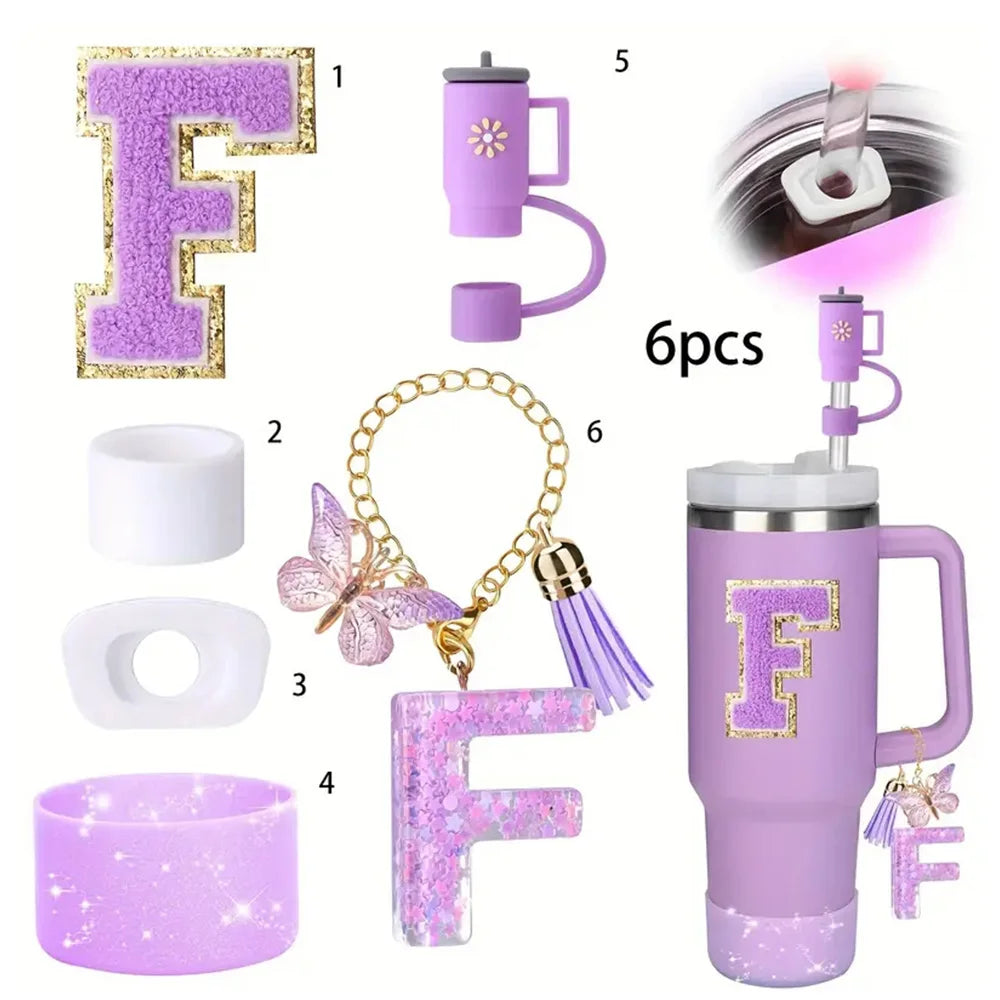 6PCS Cup Accessories Set for Stanley Cup 40oz tumbler with handle Including Silicone Straw Topper and Boot, Spill Proof Stopper