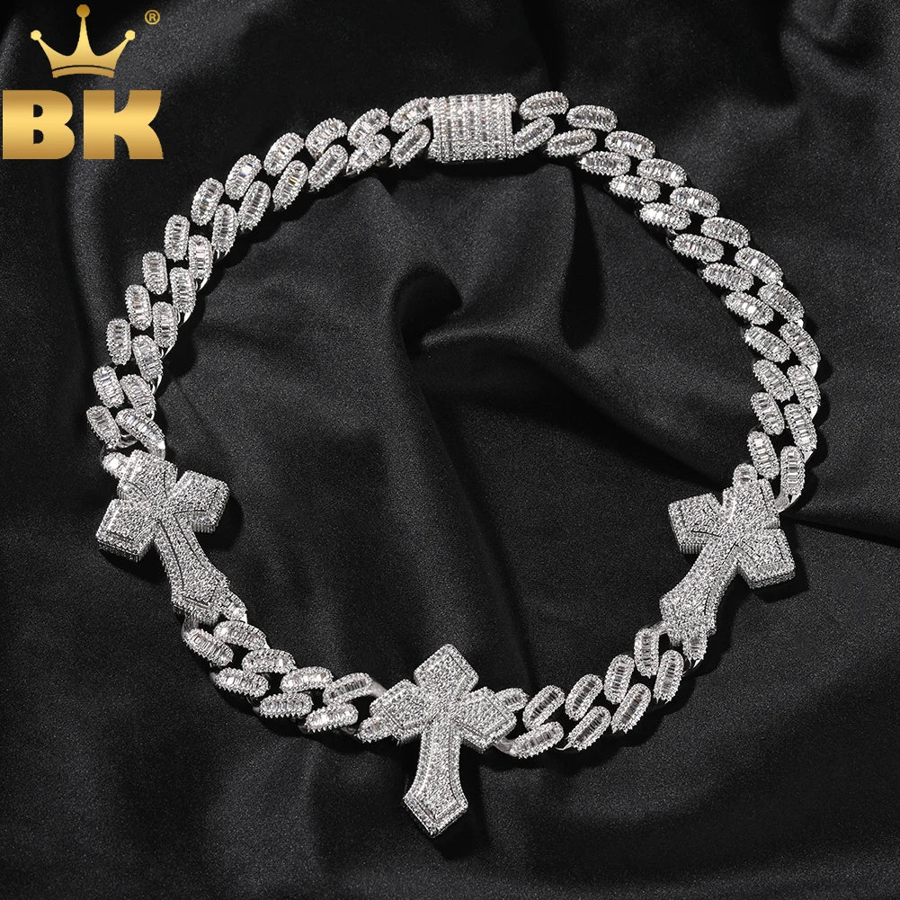 THE BLING KING 3pcs Necklace Prong Setting 5A Cubic Zirconia Choker HipHop Fashion Jewelry