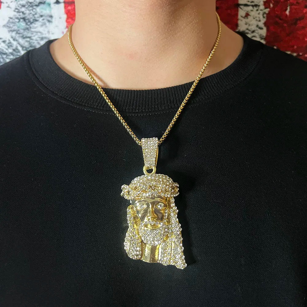 Men Hip Hop Rapper Popular Necklace Cleopatra Religious Jesus Portrait Pendant