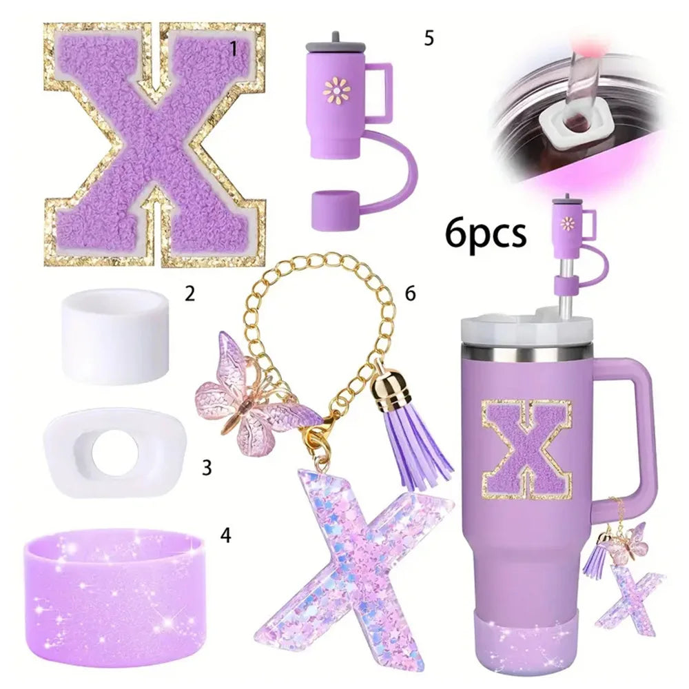 6PCS Cup Accessories Set for Stanley Cup 40oz tumbler with handle Including Silicone Straw Topper and Boot, Spill Proof Stopper