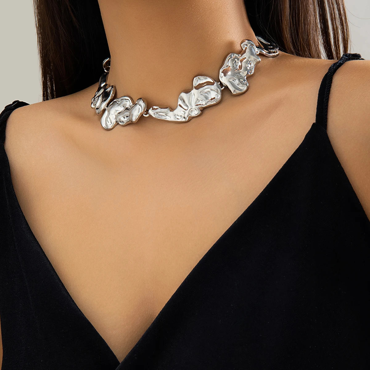 Big Metal Thick Choker Necklace for Women Trendy Chunky Collar on Neck Accessories Fashion Jewelry Female