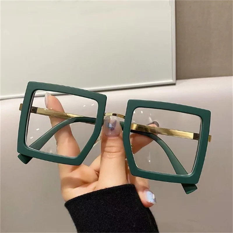 KLASSNUM Large Frame Women Anti-blue Light Glasses Thick Frame Transparent Shades Oversize Computer Eyepiece 2025 New In