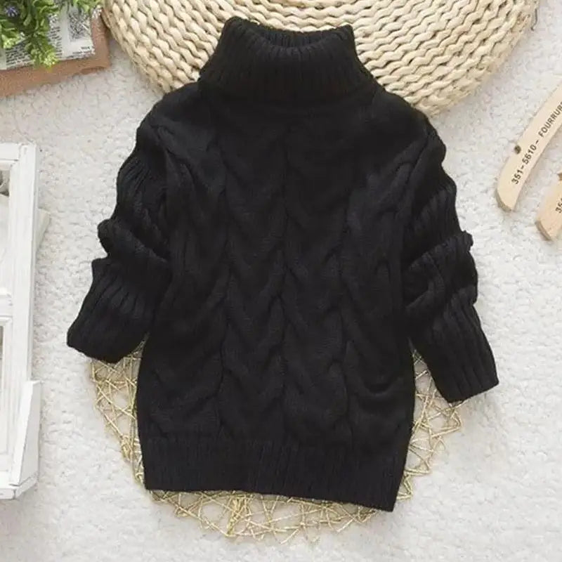 New Kids Children Solid Pullover Warm Sweater Autumn Winter Toddler Boys Girls Turtleneck Knitted Sweater Tops Clothing for 2-6T