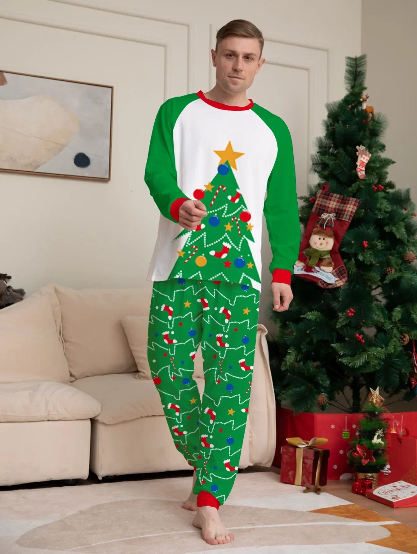 Christmas Sets Family Matching Outfits Mommy and Me Xmas Pj's Clothes Tops+Pants