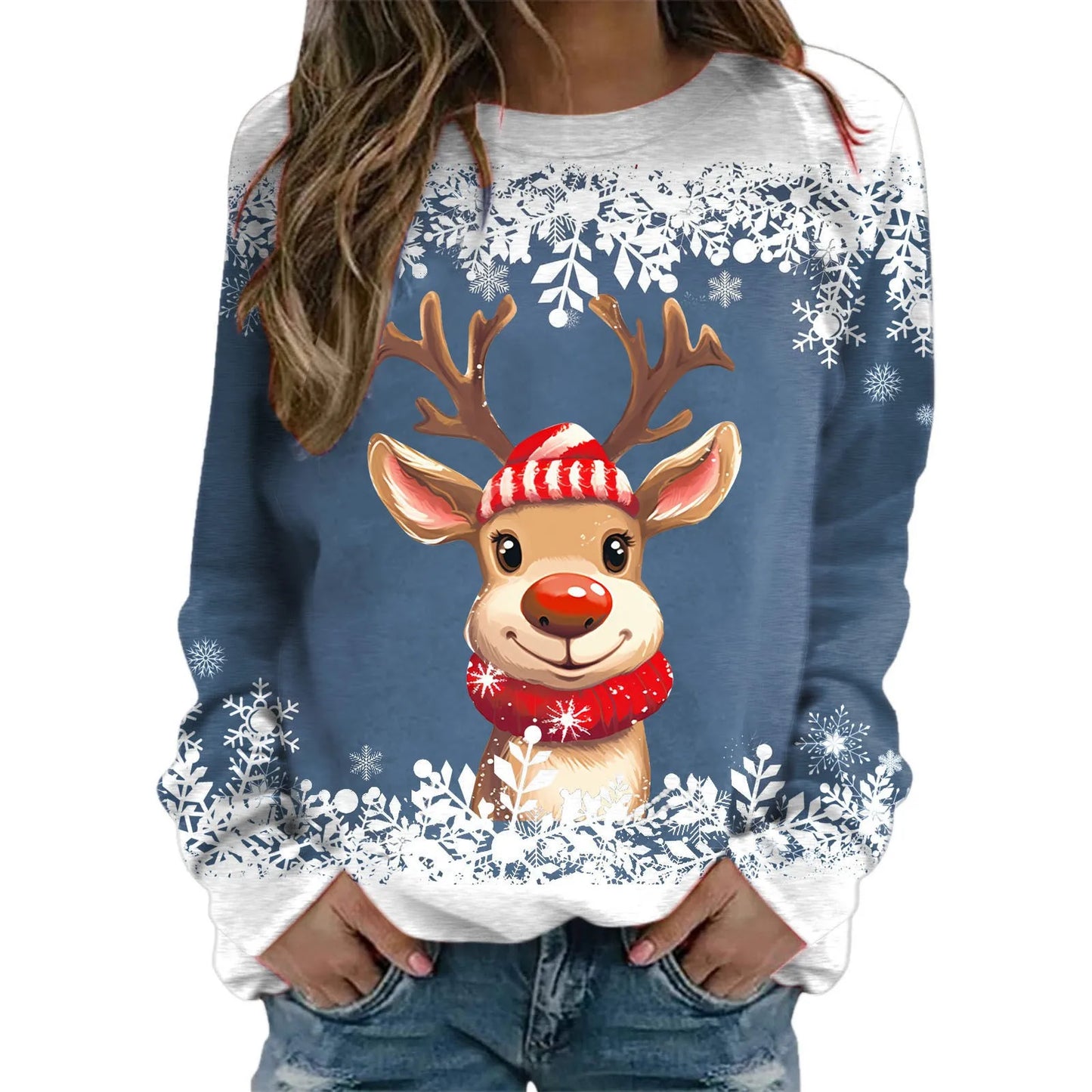 Teen Girls Long Sleeve Crewneck Sweatshirt Sweaters Graphic Xmas