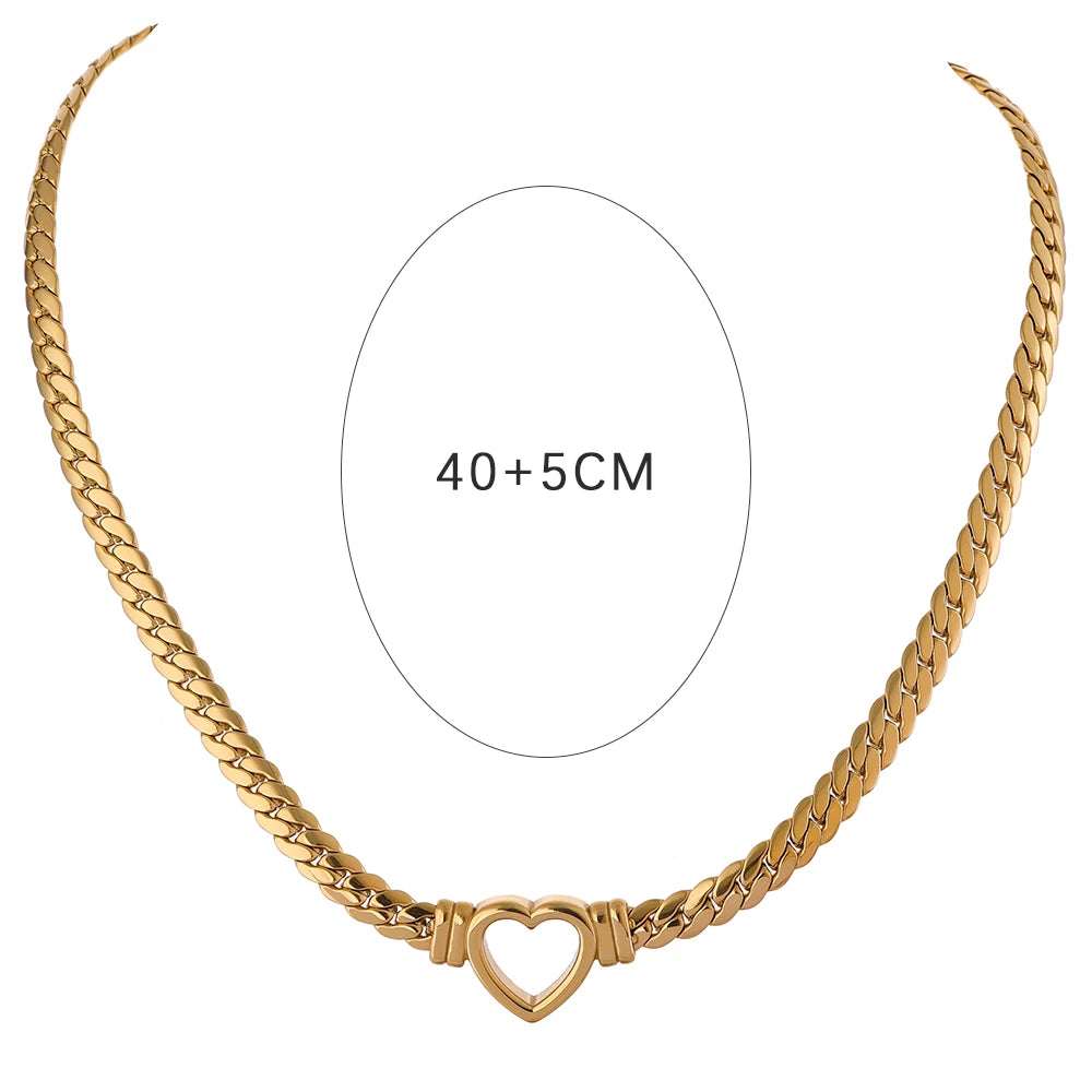 Necklace Stainless Steel for Women Fashion Metal Texture Flat Collar Waterproof Necklace Girlfriend Gift
