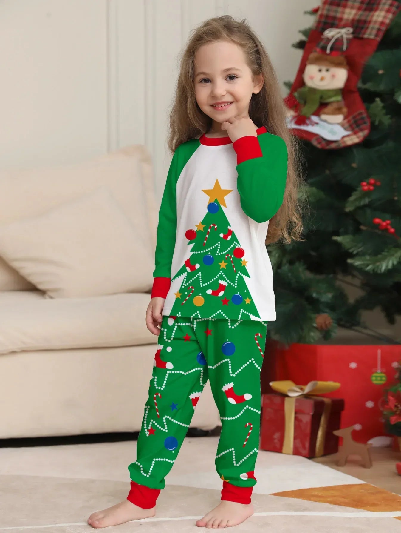 Christmas Sets Family Matching Outfits Mommy and Me Xmas Pj's Clothes Tops+Pants