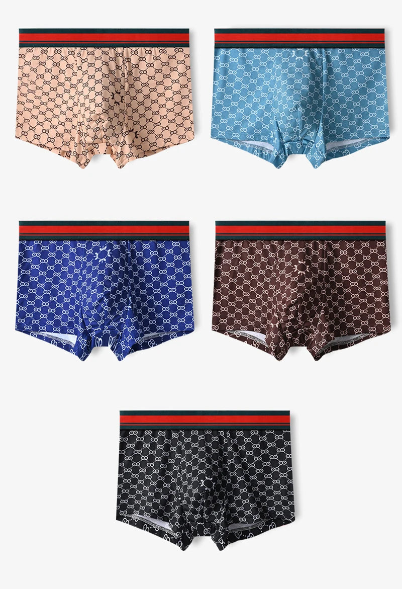 5Pcs/Lot Printed Men Boxer Underwear Shorts Comfortable