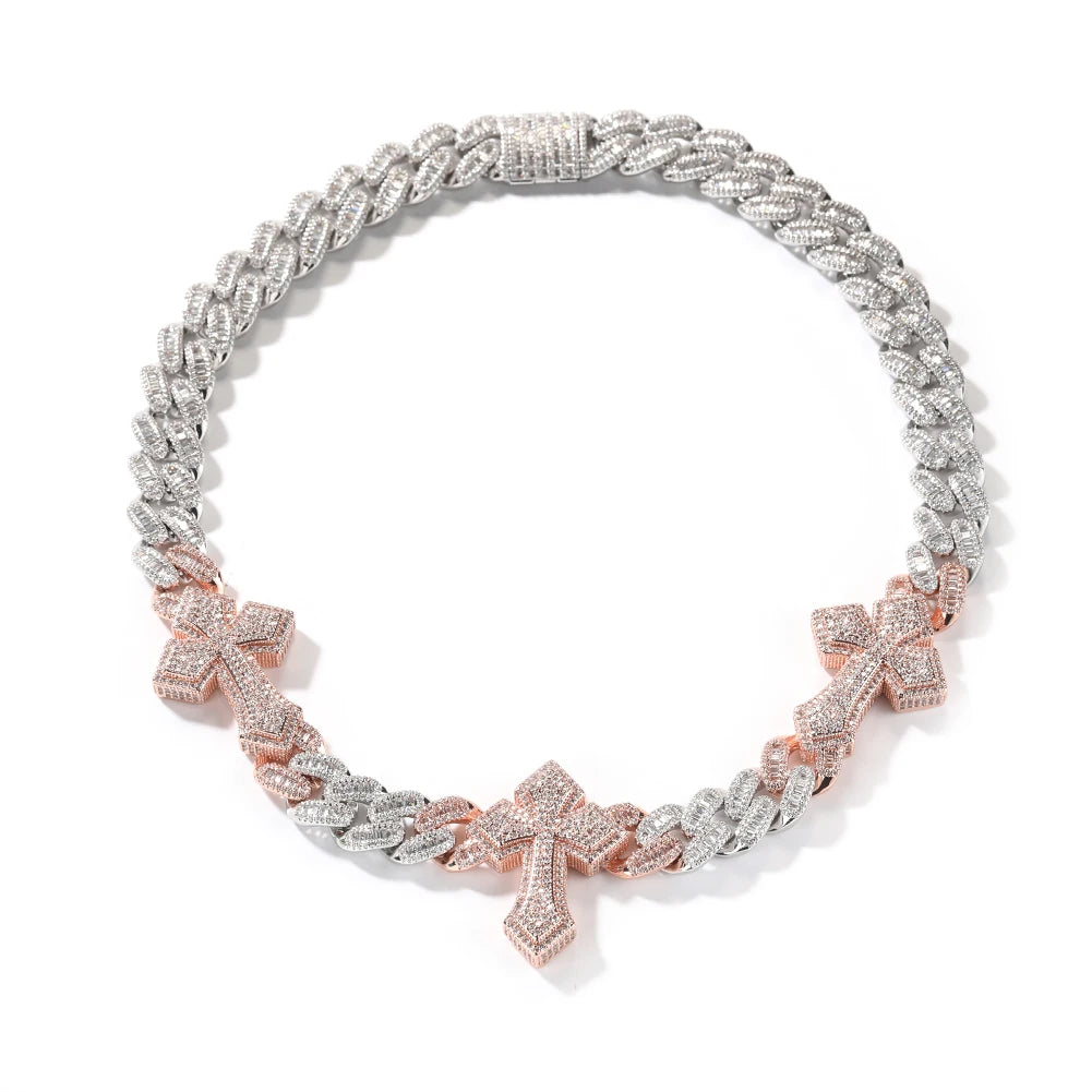 THE BLING KING 3pcs Necklace Prong Setting 5A Cubic Zirconia Choker HipHop Fashion Jewelry
