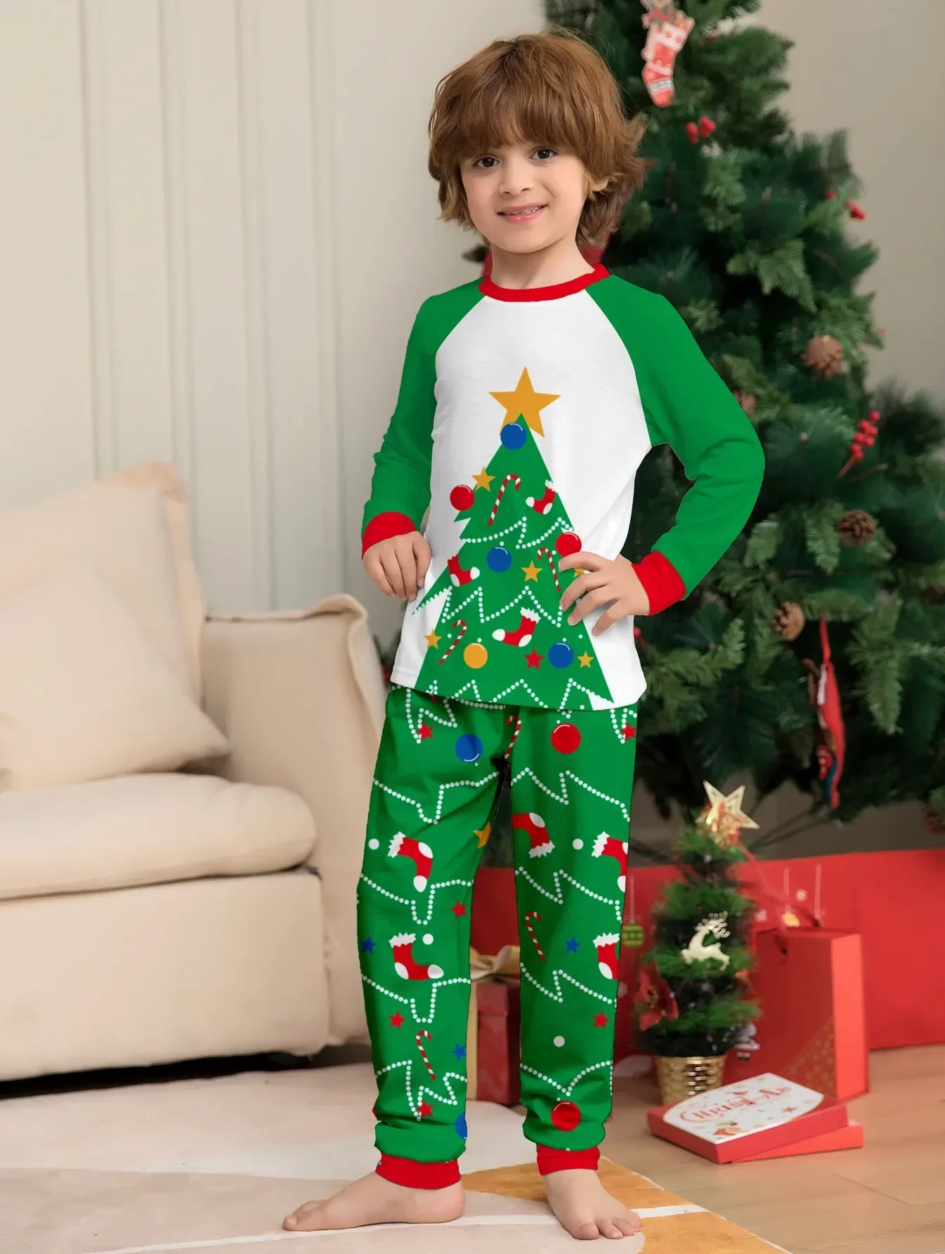 Christmas Sets Family Matching Outfits Mommy and Me Xmas Pj's Clothes Tops+Pants