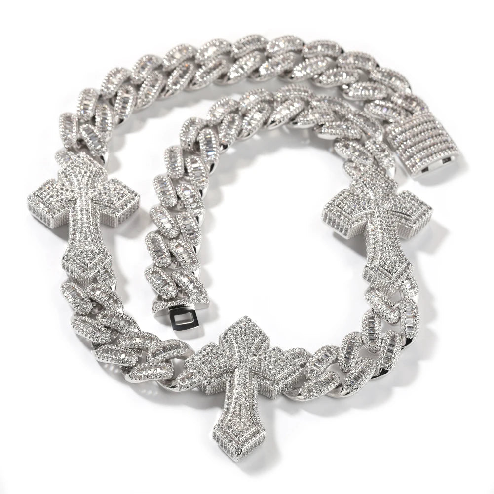 THE BLING KING 3pcs Necklace Prong Setting 5A Cubic Zirconia Choker HipHop Fashion Jewelry