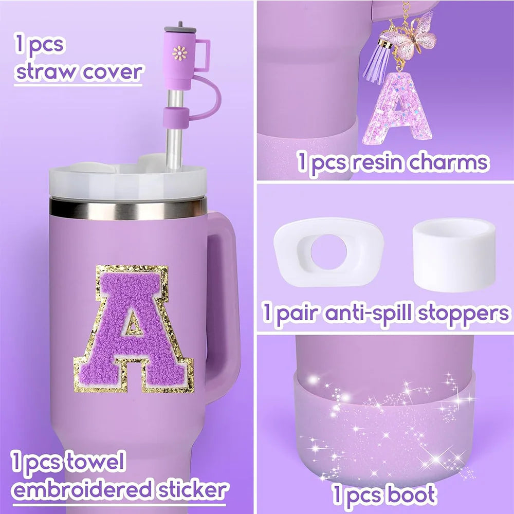 6PCS Cup Accessories Set for Stanley Cup 40oz tumbler with handle Including Silicone Straw Topper and Boot, Spill Proof Stopper