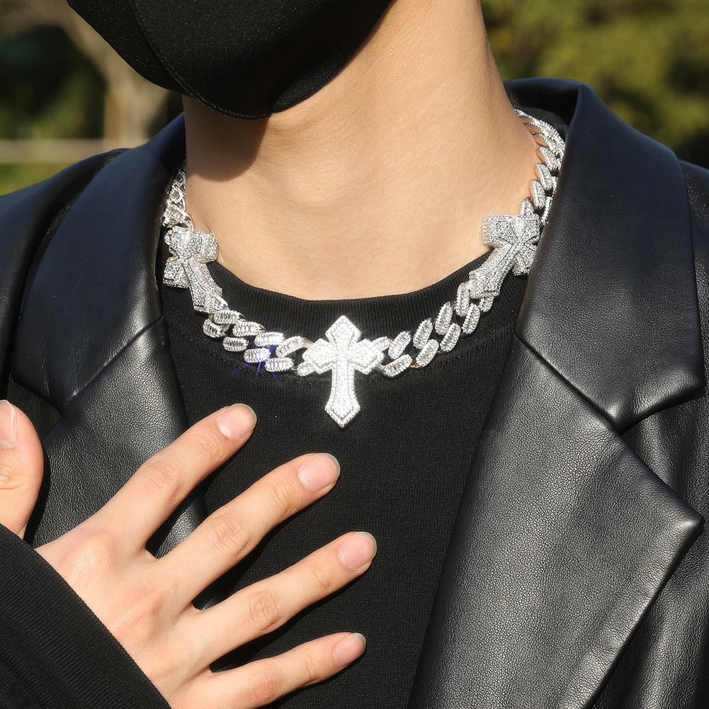 THE BLING KING 3pcs Necklace Prong Setting 5A Cubic Zirconia Choker HipHop Fashion Jewelry