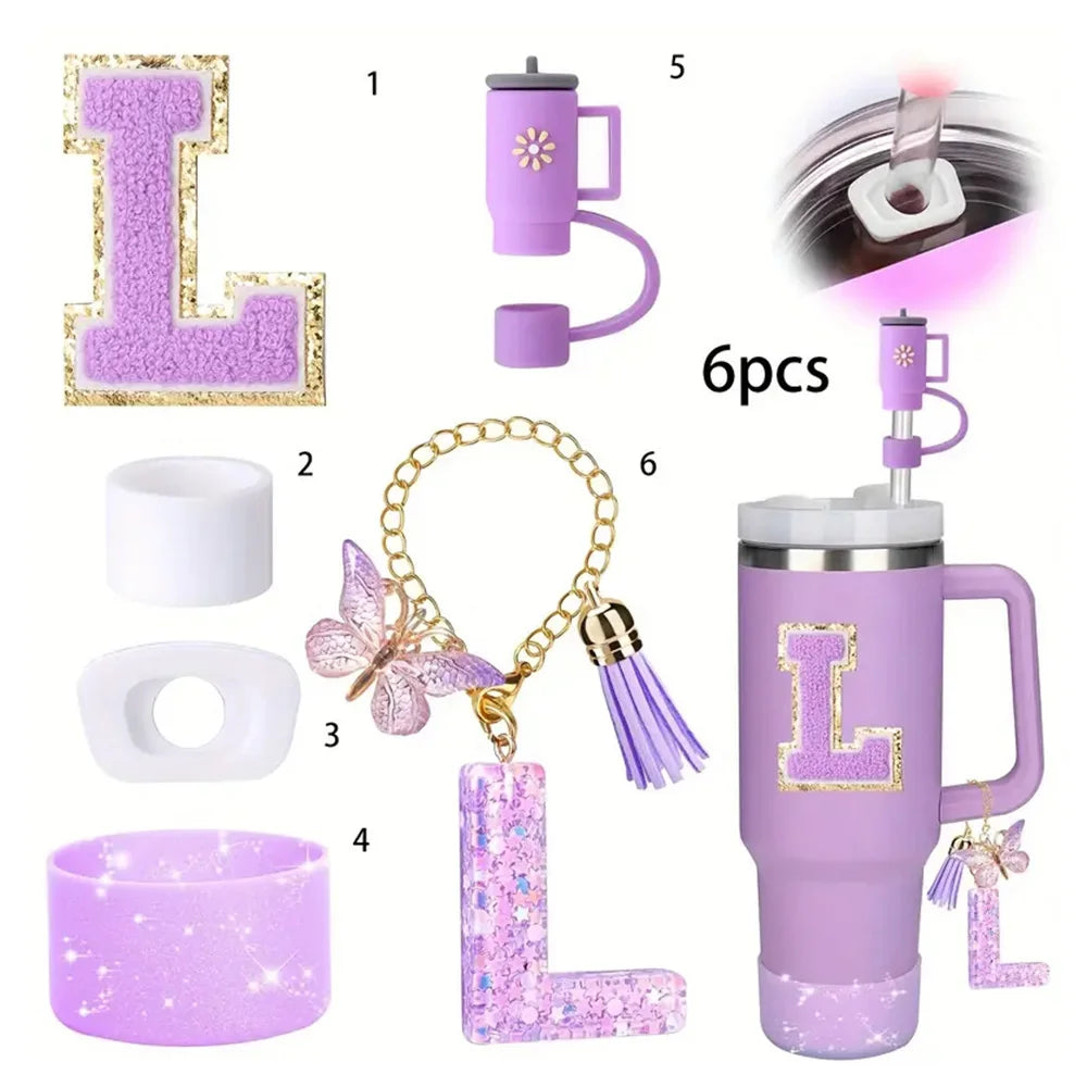 6PCS Cup Accessories Set for Stanley Cup 40oz tumbler with handle Including Silicone Straw Topper and Boot, Spill Proof Stopper