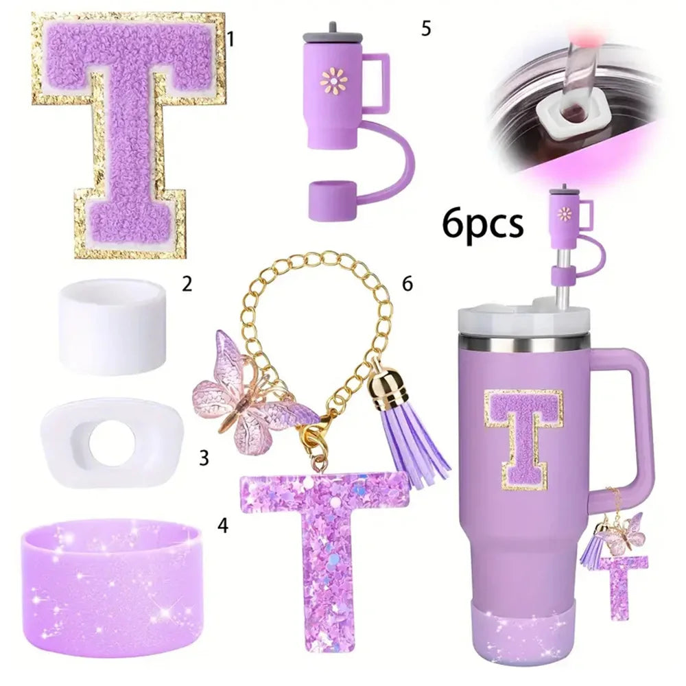 6PCS Cup Accessories Set for Stanley Cup 40oz tumbler with handle Including Silicone Straw Topper and Boot, Spill Proof Stopper
