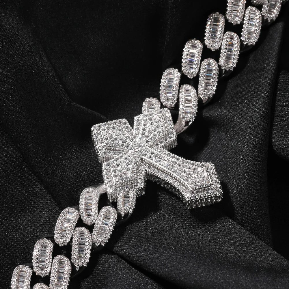 THE BLING KING 3pcs Necklace Prong Setting 5A Cubic Zirconia Choker HipHop Fashion Jewelry