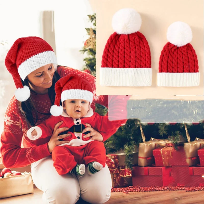 Christmas Santa New Year Hat Winter Warm Crochet 2 Sizes For Adult Kids