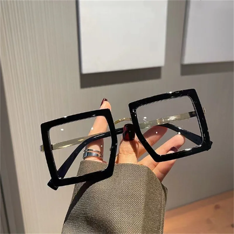 Large Frame Women Anti-blue Light Glasses Thick Frame Transparent Shades Oversize Computer Eyepiece 2025 New In