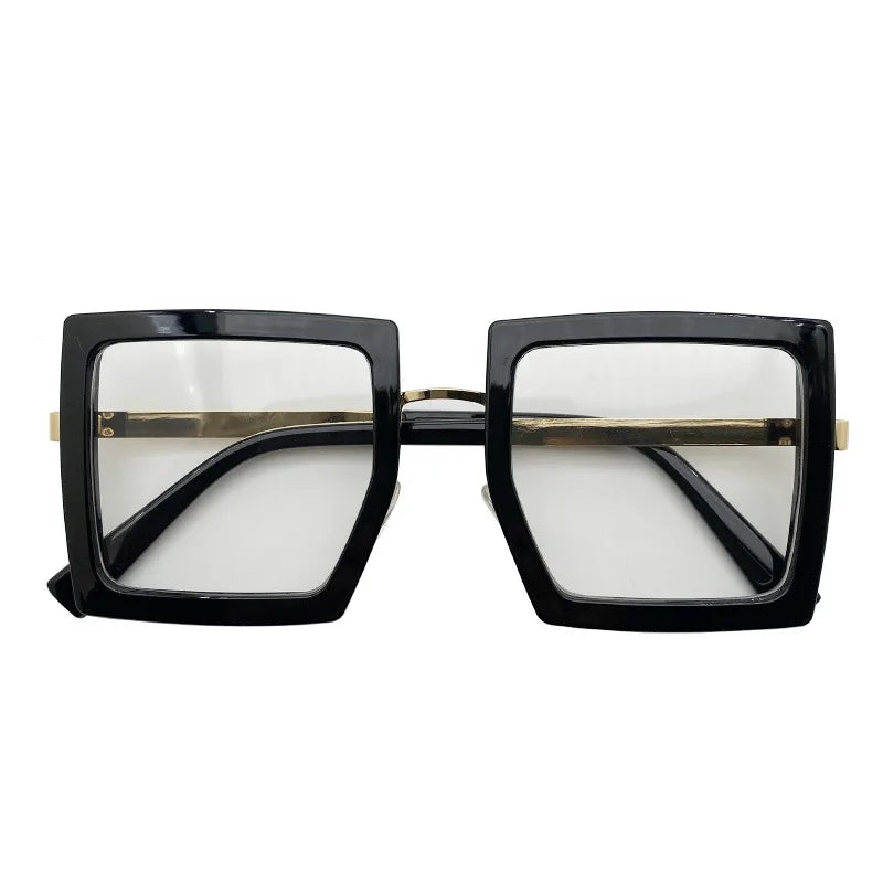 Large Frame Women Anti-blue Light Glasses Thick Frame Transparent Shades Oversize Computer Eyepiece 2025 New In