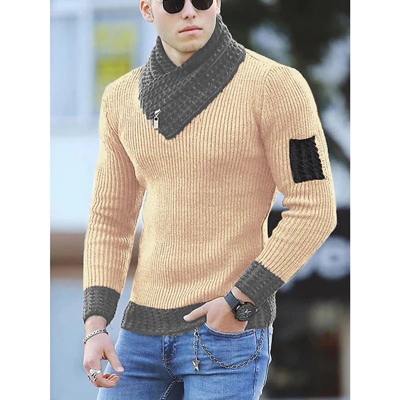 Sweater Turtleneck Men Winter Fashion Vintage Style Warm Pullovers Knitted