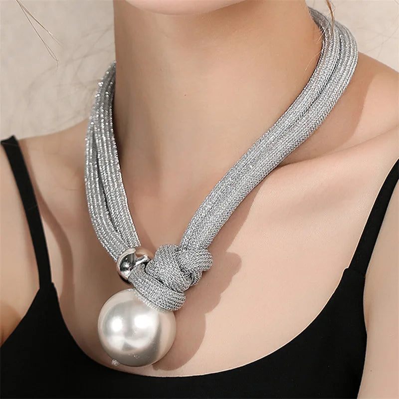 Big Pearl Statement Pendant Necklace Fashion Jewelry Pearls Women New Trend Clavicle Necklace