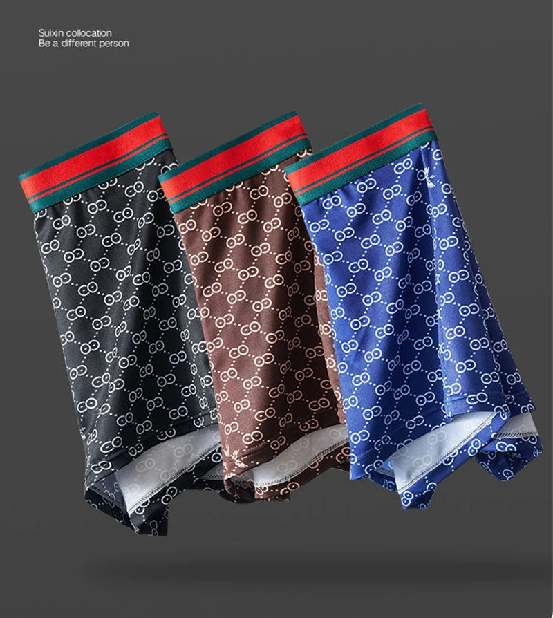 10pcs Boxer Shorts Waist Striped Print Breathable Men's Underpants Large Size L-4XL