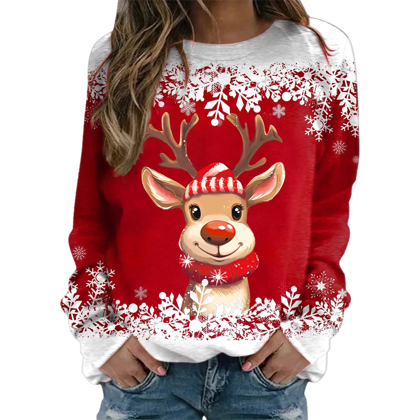Teen Girls Long Sleeve Crewneck Sweatshirt Sweaters Graphic Xmas
