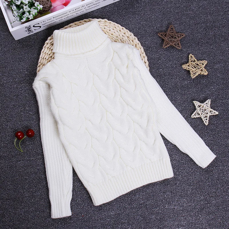 New Kids Children Solid Pullover Warm Sweater Autumn Winter Toddler Boys Girls Turtleneck Knitted Sweater Tops Clothing for 2-6T