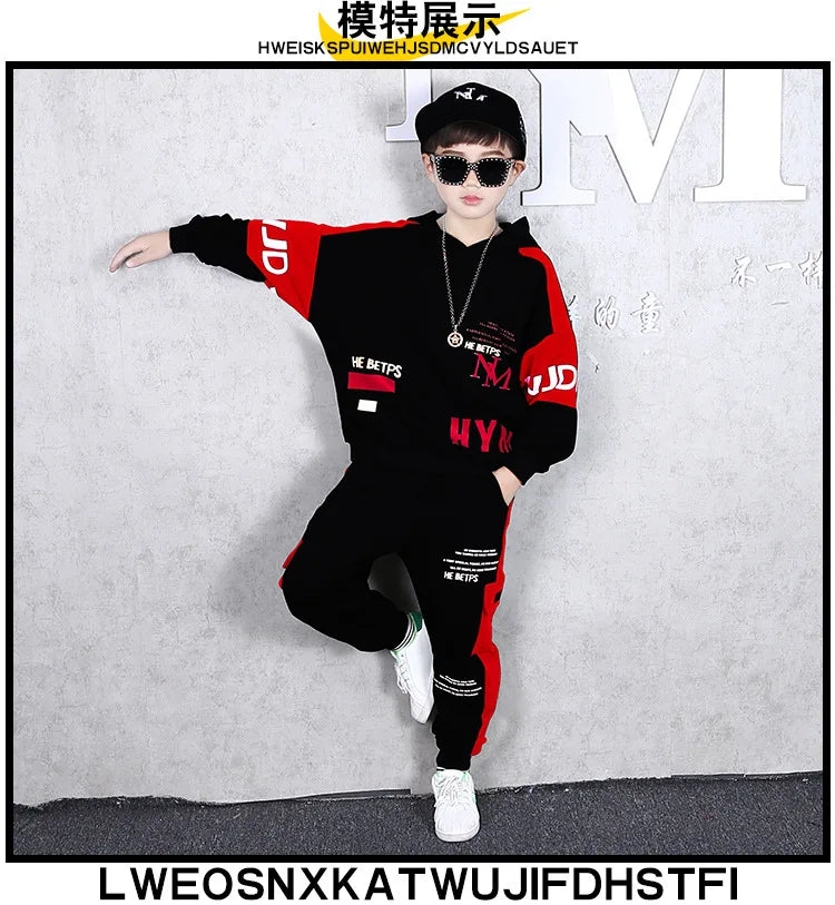 2024 winter children Boy Clothes Teenager tracksuit letters Hooded Top Shirts+ Ankle-tie Pant 8 10 11 12 year