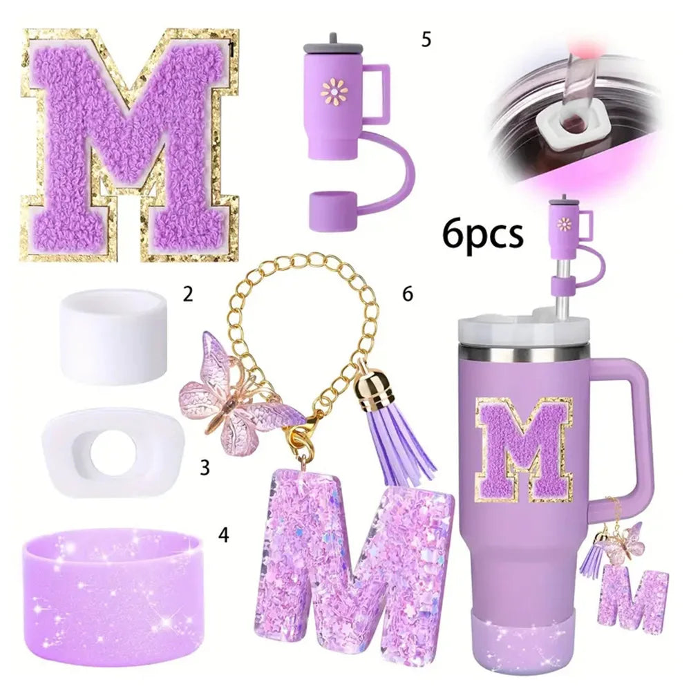 6PCS Cup Accessories Set for Stanley Cup 40oz tumbler with handle Including Silicone Straw Topper and Boot, Spill Proof Stopper