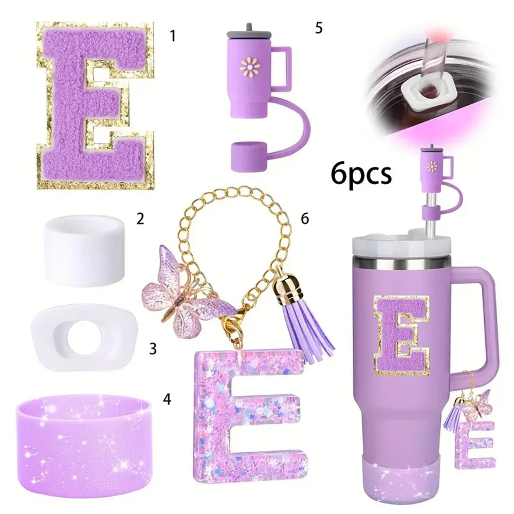 6PCS Cup Accessories Set for Stanley Cup 40oz tumbler with handle Including Silicone Straw Topper and Boot, Spill Proof Stopper