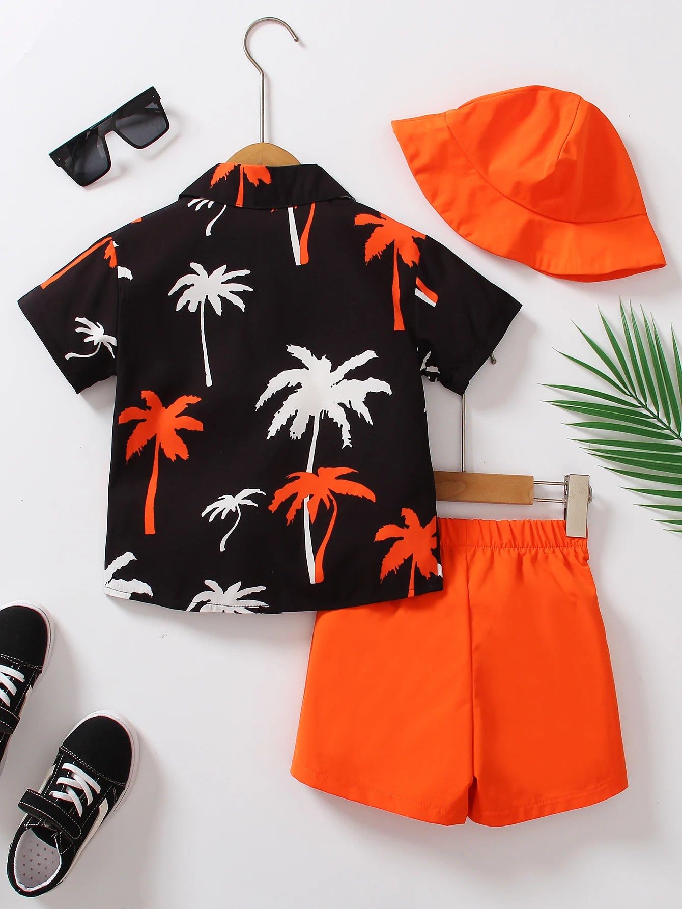 Three-piece summer 2 to 7-year-old boys and girls print short-sleeved shirt