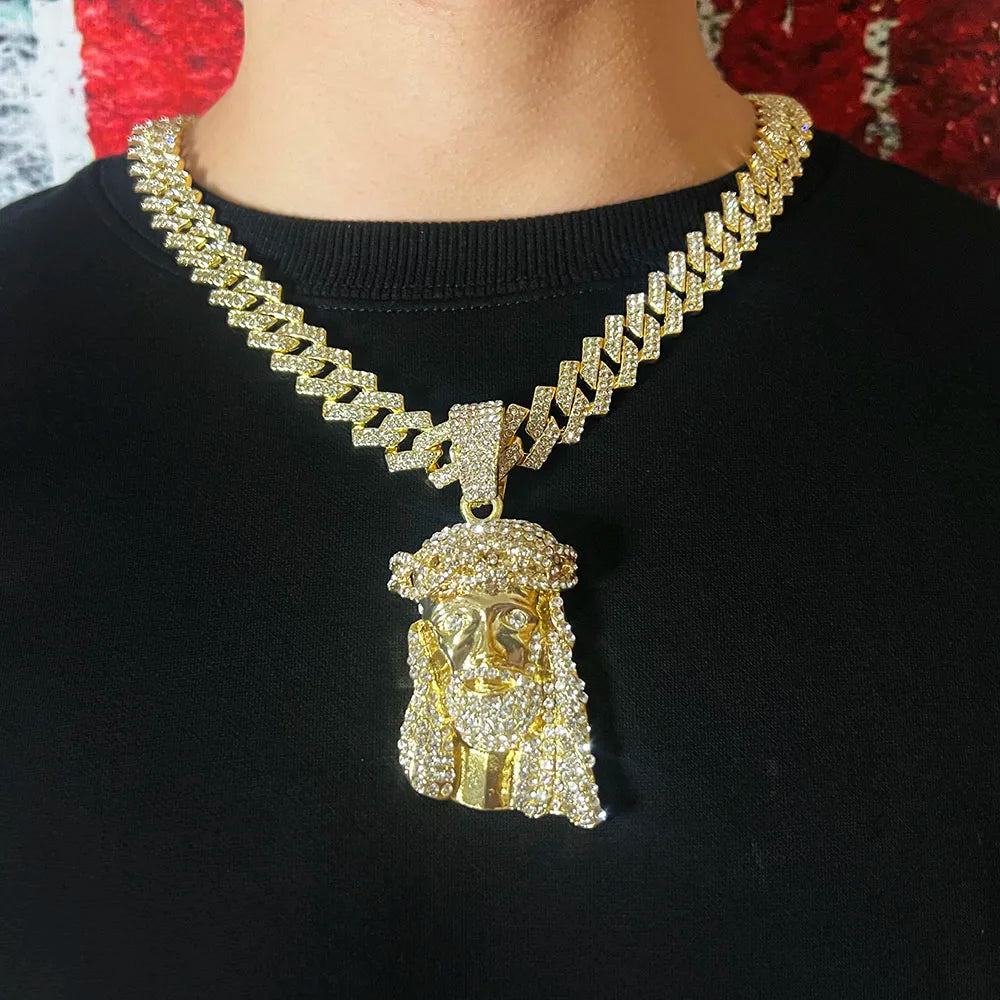Men Hip Hop Rapper Popular Necklace Cleopatra Religious Jesus Portrait Pendant