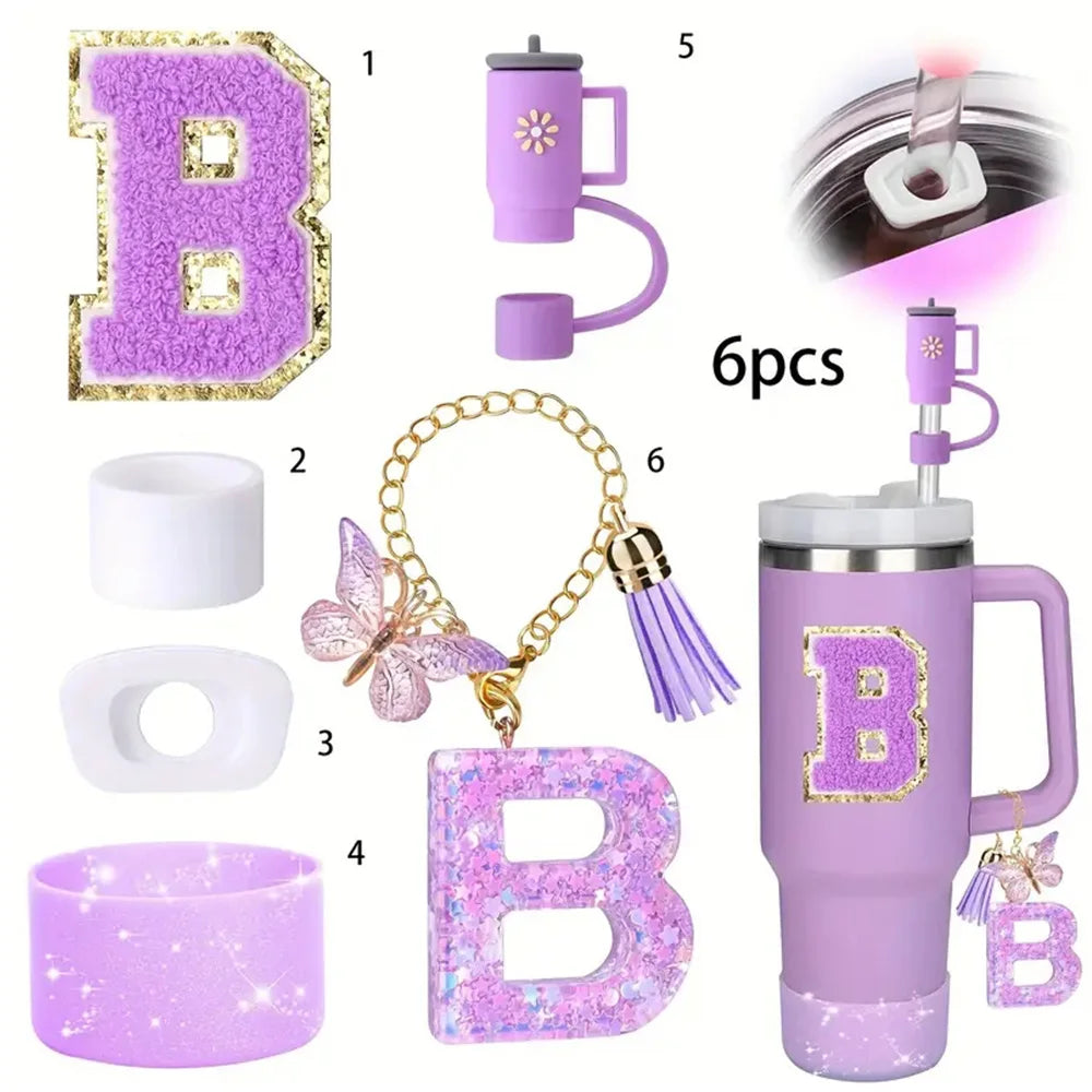 6PCS Cup Accessories Set for Stanley Cup 40oz tumbler with handle Including Silicone Straw Topper and Boot, Spill Proof Stopper
