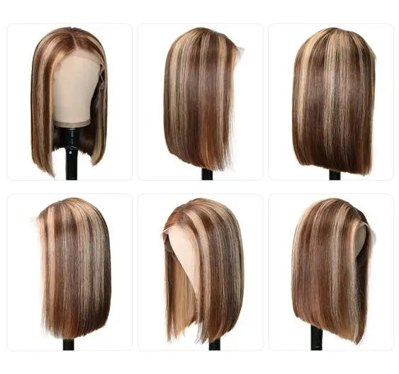 4/27 Highlight Bob Wigs Piano Colored Straight Full Lace Bob Wigs