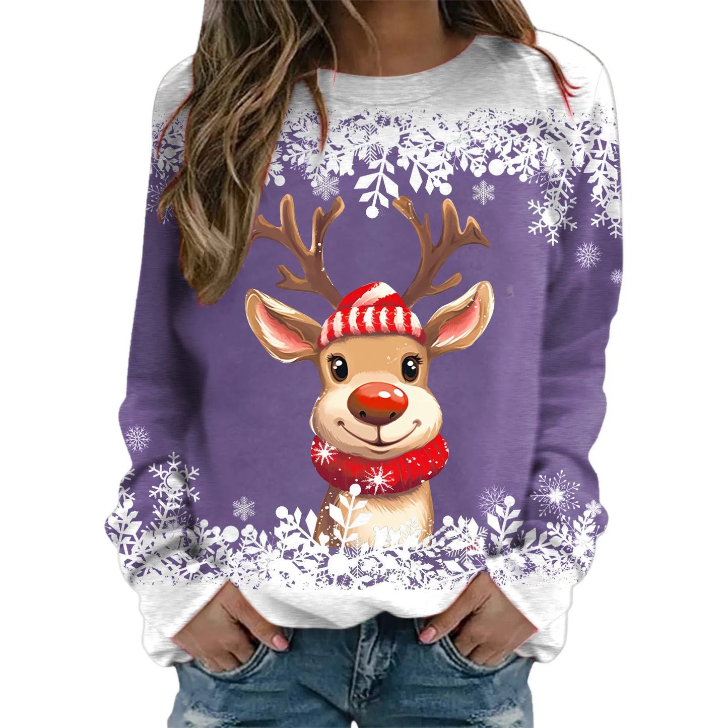 Teen Girls Long Sleeve Crewneck Sweatshirt Sweaters Graphic Xmas