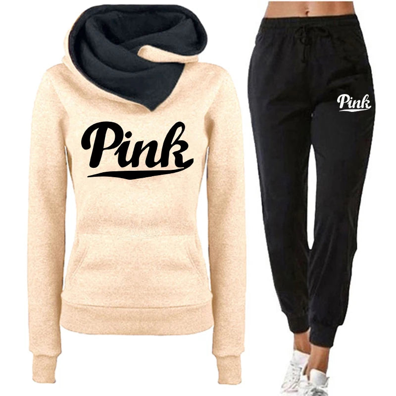 Two Piece Set Winter Warm Hoodies+Pants Pullovers Sweatshirts Female Jogging Clothing Sports Suit Outfits