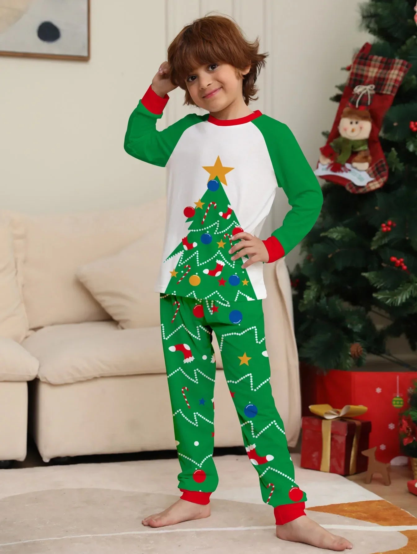 Christmas Sets Family Matching Outfits Mommy and Me Xmas Pj's Clothes Tops+Pants