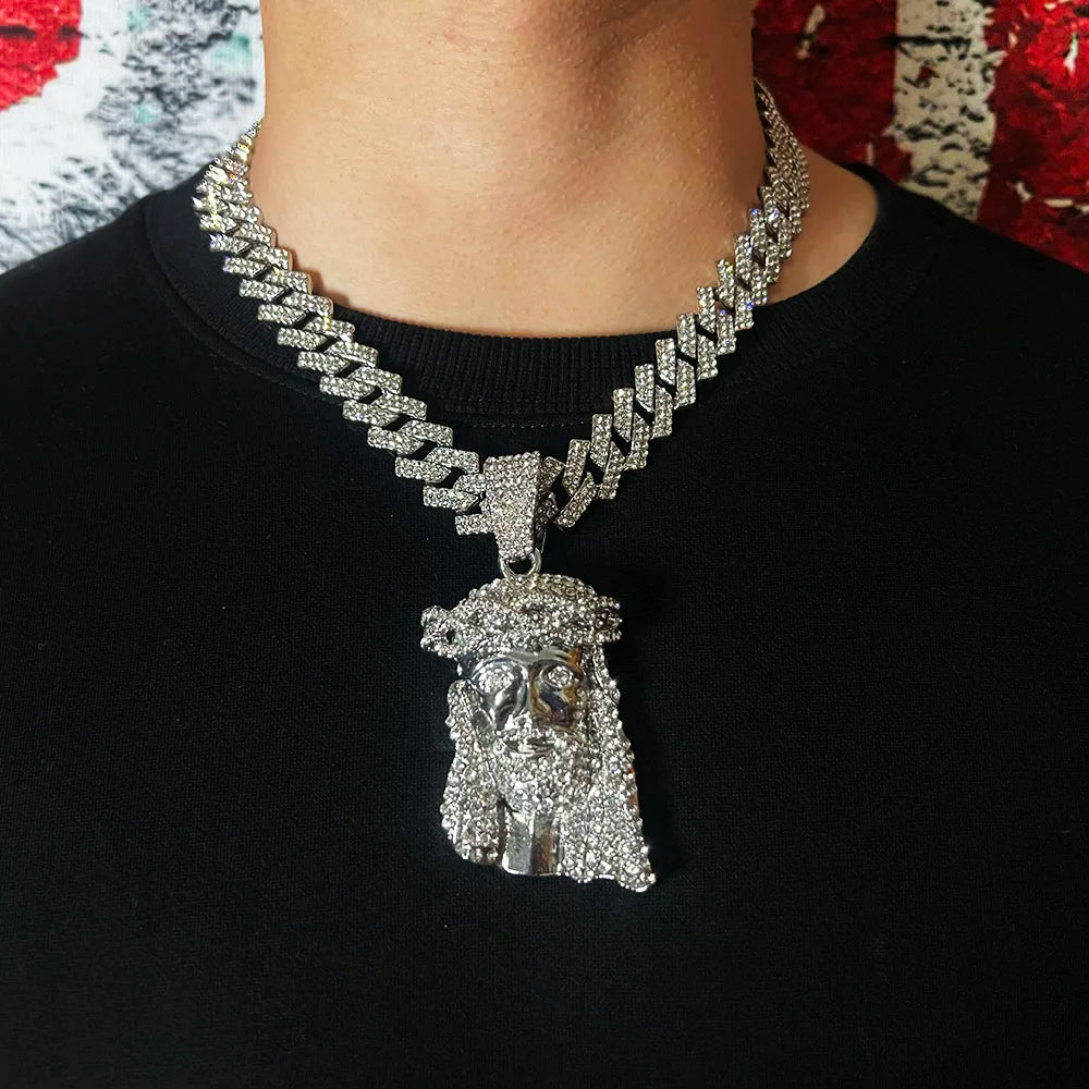 Men Hip Hop Rapper Popular Necklace Cleopatra Religious Jesus Portrait Pendant