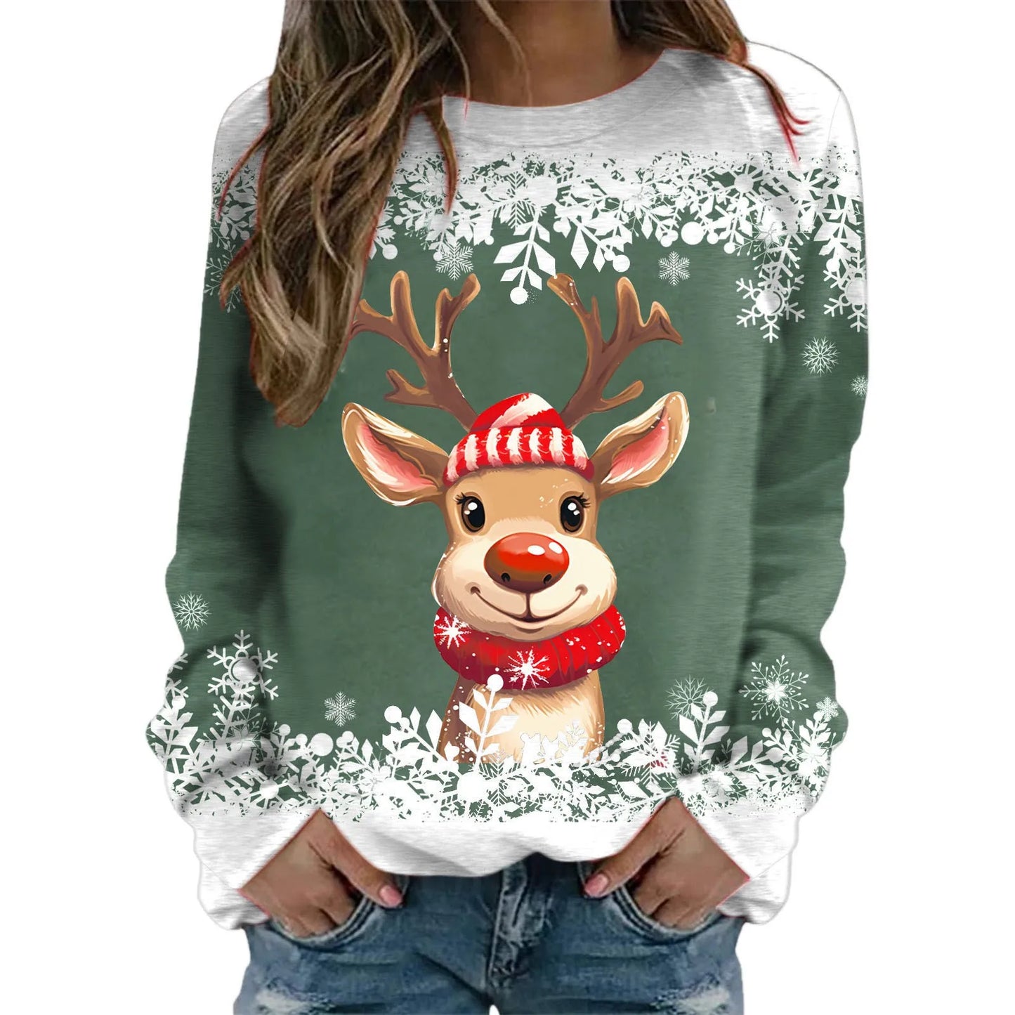 Teen Girls Long Sleeve Crewneck Sweatshirt Sweaters Graphic Xmas