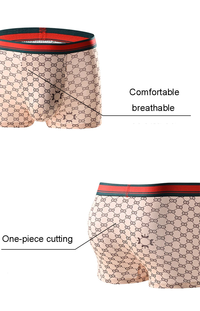 5Pcs/Lot Printed Men Boxer Underwear Shorts Comfortable