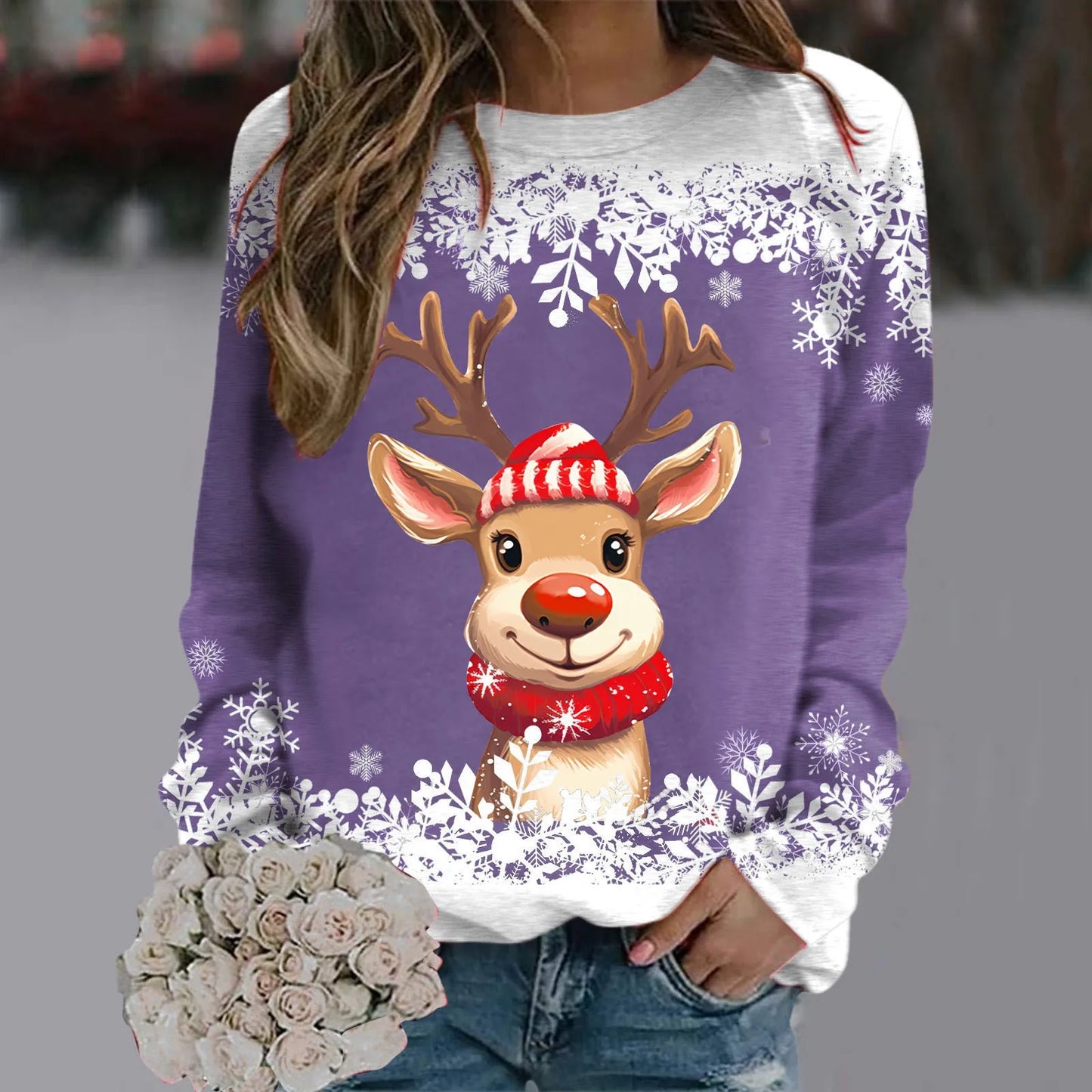 Teen Girls Long Sleeve Crewneck Sweatshirt Sweaters Graphic Xmas