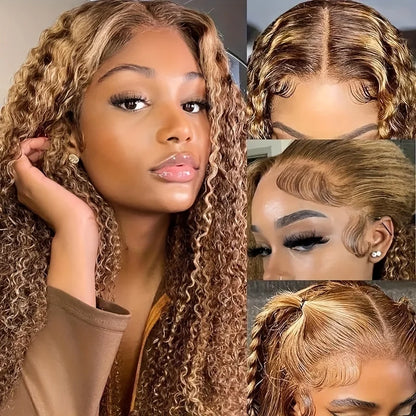 22 24 Inch 13x6 Ombre Highlight 200 Density Lace Frontal Wig 13x4 4/27 Brown Blonde Color Colored Wigs Lace Front Human Hair Wig