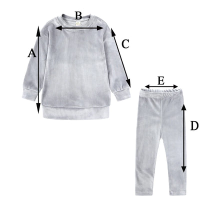 2024 Spring Kids Girl Velvet Suit Long Sleeve Pants Solid Clothes For Infant lover Sweatshirt Set Teenage Outfits