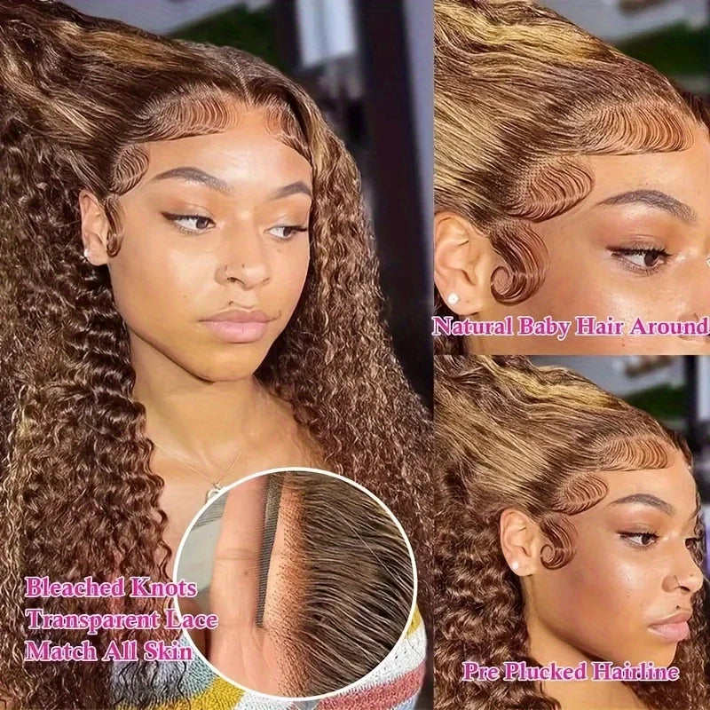 22 24 Inch 13x6 Ombre Highlight 200 Density Lace Frontal Wig 13x4 4/27 Brown Blonde Color Colored Wigs Lace Front Human Hair Wig