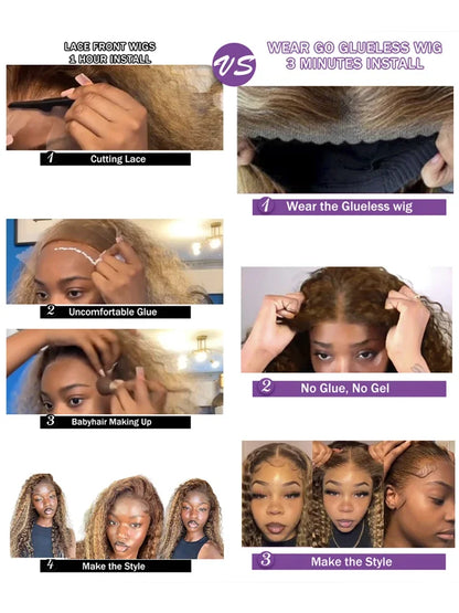 Loose Deep Wave  Wig Human Hair Ready To Wear13x4  13x6 Lace Closure Curly Highlight Ombre 4/27 Preplucked Hairline Pre Cut