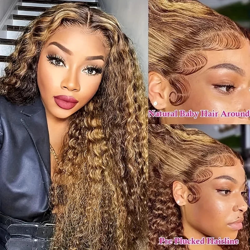 22 24 Inch 13x6 Ombre Highlight 200 Density Lace Frontal Wig 13x4 4/27 Brown Blonde Color Colored Wigs Lace Front Human Hair Wig