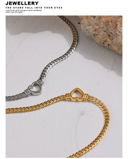 Necklace Stainless Steel for Women Fashion Metal Texture Flat Collar Waterproof Necklace Girlfriend Gift