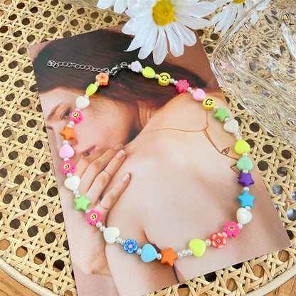 Candy Colorful Bead Necklace 2021 New Trend Pearl Chain Women Gift Tai Chi Flower Fruit Pendant Jewelry Party Creative Choker